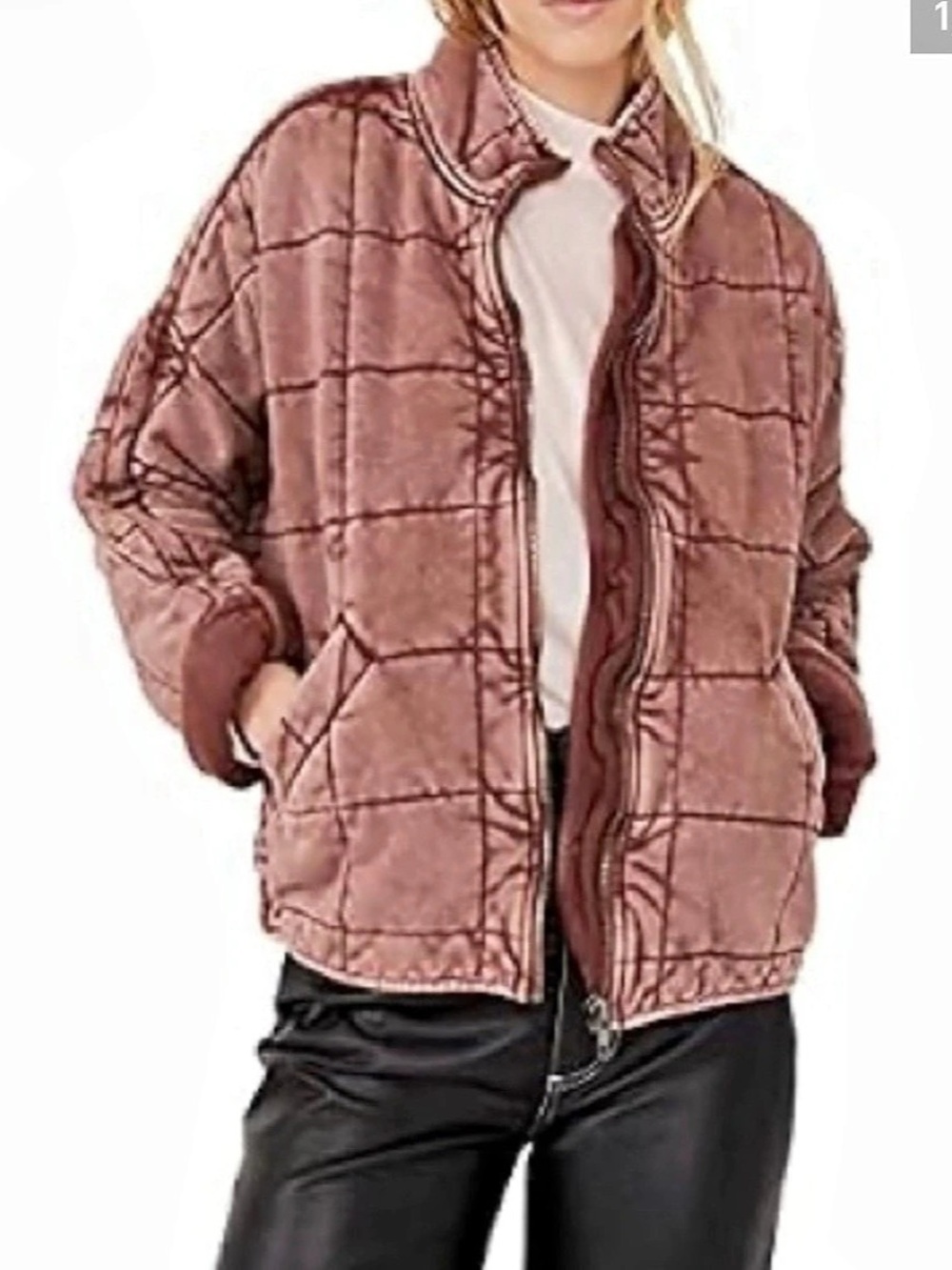 Free People Dolman Quilted Knit Jacket in colour ‘Cherry Cola’ XS